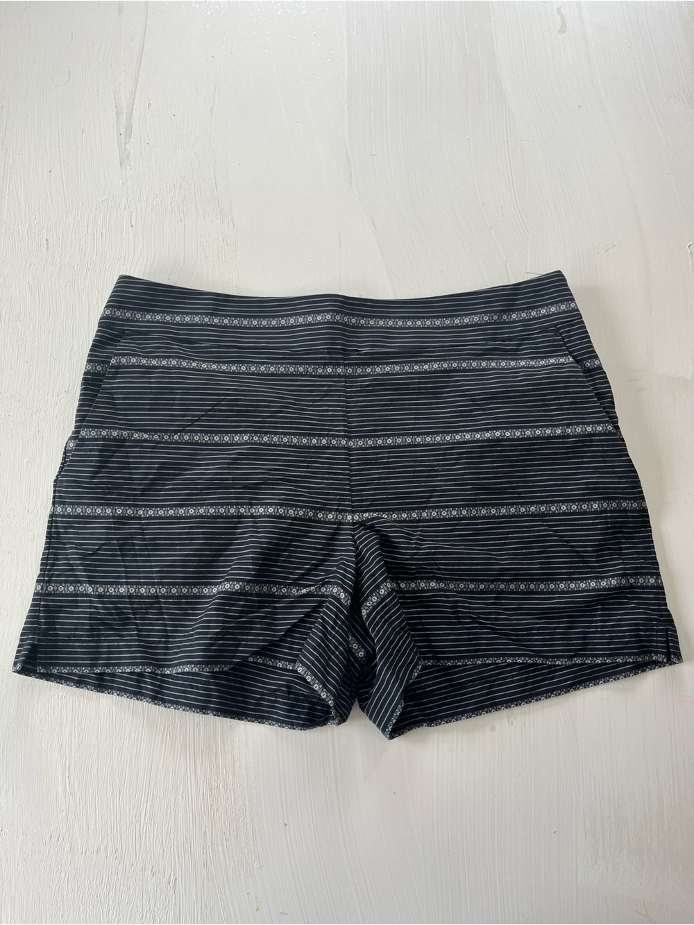 LOFT Black and White Striped Shorts